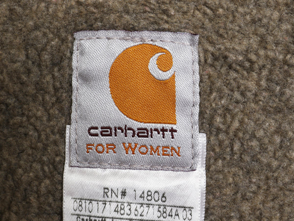 US企画 カーハート モックネック ダック ベスト レディース M ワーク 裏 ボア パイル フリース 重ね着 フルジップ ハイネック 廃盤 ピンク