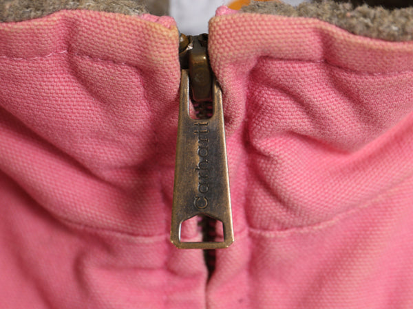 US企画 カーハート モックネック ダック ベスト レディース M ワーク 裏 ボア パイル フリース 重ね着 フルジップ ハイネック 廃盤 ピンク