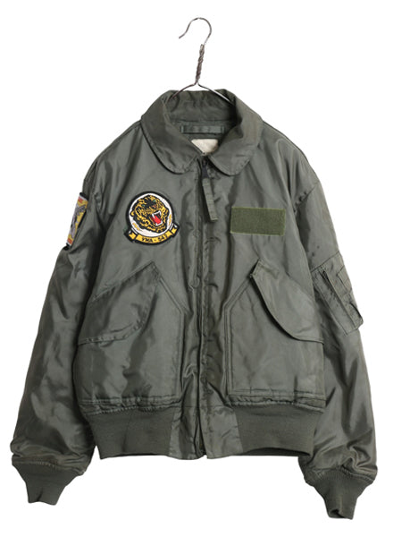 90s ★ 米軍実物 USMC CWU-45P フライト ジャケット MEDIUM 90年製 オールド アラミド ボンバー スコードロン パッチ付き ブルゾン セージ