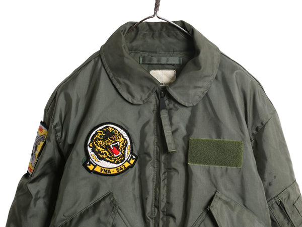 90s ★ 米軍実物 USMC CWU-45P フライト ジャケット MEDIUM 90年製 オールド アラミド ボンバー スコードロン パッチ付き ブルゾン セージ