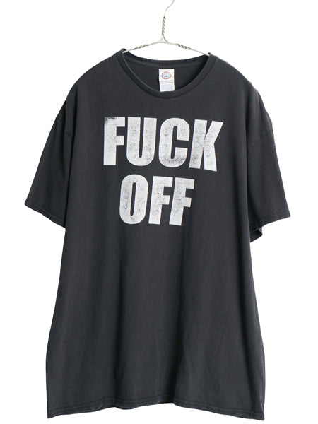 00s メッセージ プリント 半袖 Tシャツ メンズ XL 古着 オールド ジョーク グラフィック ヘビーウェイト カットソー ブラック 大きいサイズ