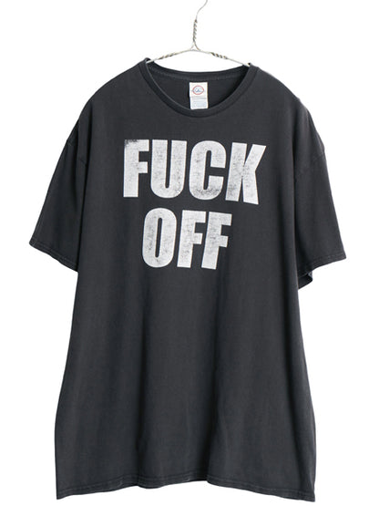 00s メッセージ プリント 半袖 Tシャツ メンズ XL 古着 オールド ジョーク グラフィック ヘビーウェイト カットソー ブラック 大きいサイズ