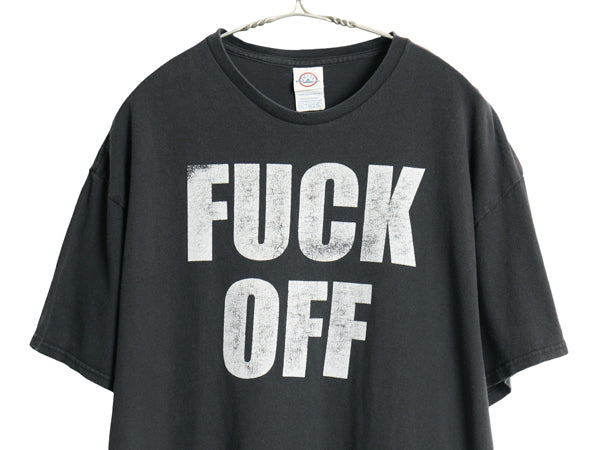 00s メッセージ プリント 半袖 Tシャツ メンズ XL 古着 オールド ジョーク グラフィック ヘビーウェイト カットソー ブラック 大きいサイズ