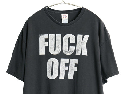 00s メッセージ プリント 半袖 Tシャツ メンズ XL 古着 オールド ジョーク グラフィック ヘビーウェイト カットソー ブラック 大きいサイズ