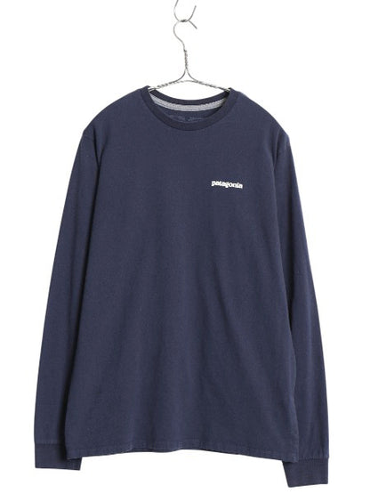 パタゴニア 両面 プリント 長袖 Tシャツ メンズ S 22年製 アウトドア ロンT ロングスリーブ P6 バックプリント ボックスロゴ カットソー 紺