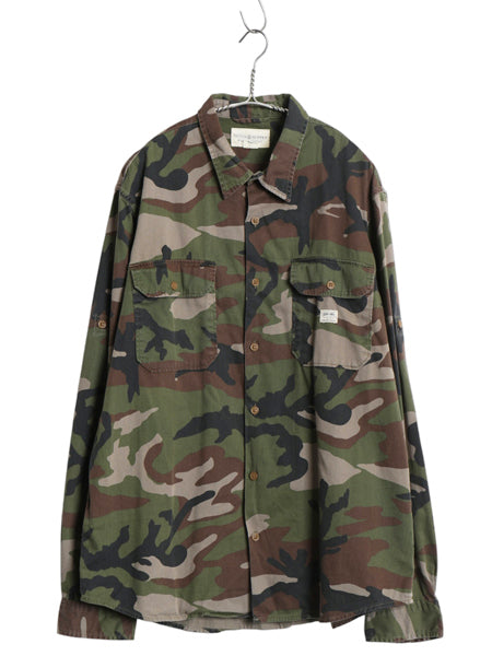 デニム&サプライ ラルフローレン 迷彩 長袖 シャツ メンズ XXL 古着 ポロ コットン サファリ 長袖シャツ カモフラージュ 総柄 大きいサイズ