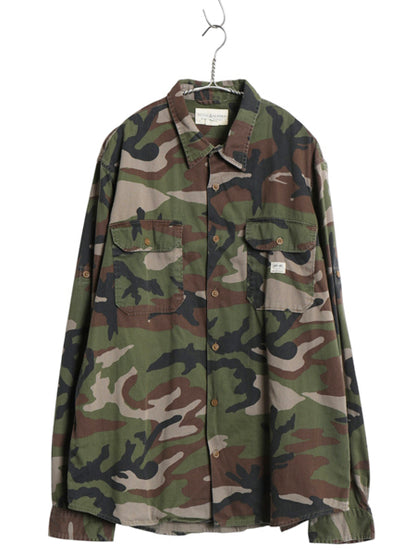 デニム&サプライ ラルフローレン 迷彩 長袖 シャツ メンズ XXL 古着 ポロ コットン サファリ 長袖シャツ カモフラージュ 総柄 大きいサイズ
