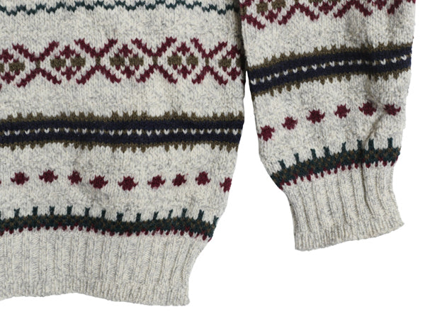 80s USA製 エルエルビーン ウール ニット セーター メンズ L / ヴィンテージ クルーネック ノルディック フェアアイル ヘビーウェイト 総柄