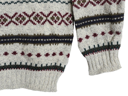 80s USA製 エルエルビーン ウール ニット セーター メンズ L / ヴィンテージ クルーネック ノルディック フェアアイル ヘビーウェイト 総柄