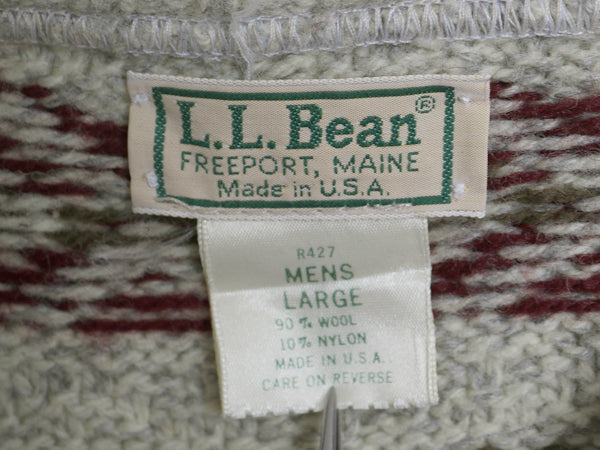 80s USA製 エルエルビーン ウール ニット セーター メンズ L / ヴィンテージ クルーネック ノルディック フェアアイル ヘビーウェイト 総柄