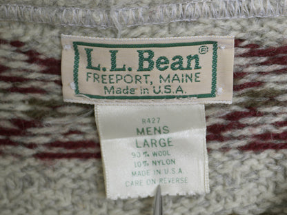 80s USA製 エルエルビーン ウール ニット セーター メンズ L / ヴィンテージ クルーネック ノルディック フェアアイル ヘビーウェイト 総柄