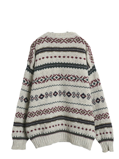 80s USA製 エルエルビーン ウール ニット セーター メンズ L / ヴィンテージ クルーネック ノルディック フェアアイル ヘビーウェイト 総柄