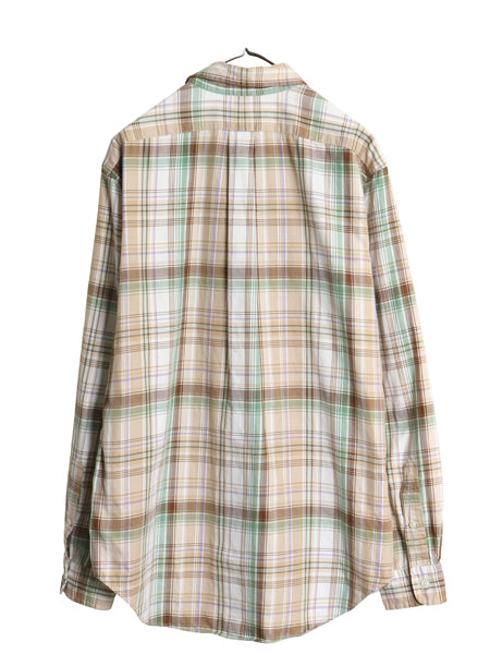 00s ラルフローレン チェック 長袖 ボタンダウン シャツ メンズ L / オールド ポロ CLASSIC FIT コットン 薄手 ワンポイント ポニー 刺繍