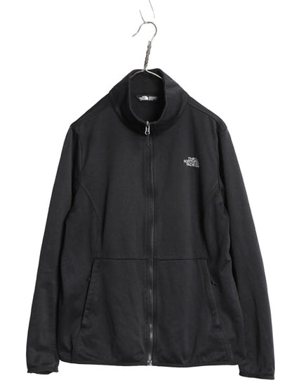 US企画 ノースフェイス フルジップ ソフトシェル ジャケット レディース XL / スムース ストレッチ ジャージ 裏 フリース 大きいサイズ 黒
