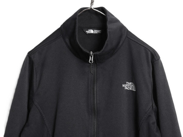 US企画 ノースフェイス フルジップ ソフトシェル ジャケット レディース XL / スムース ストレッチ ジャージ 裏 フリース 大きいサイズ 黒