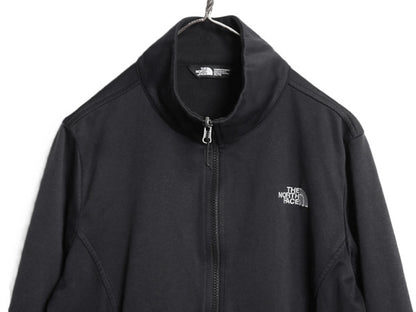 US企画 ノースフェイス フルジップ ソフトシェル ジャケット レディース XL / スムース ストレッチ ジャージ 裏 フリース 大きいサイズ 黒