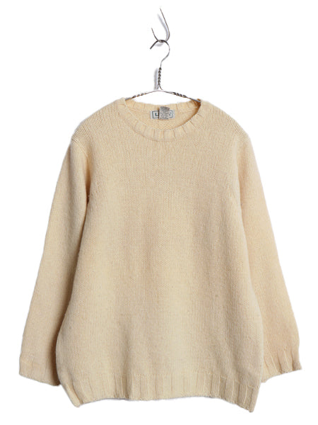 90s スコットランド製 エルエルビーン ニット セーター レディース S / オールド ウール ミドルゲージ クルーネック シンプル ナチュラル