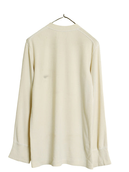60s 米軍実物 US ARMY ヘンリーネック アンダーシャツ メンズ M / 67年製 ヴィンテージ 長袖 Tシャツ サーマル リブ編み ロンT ナチュラル