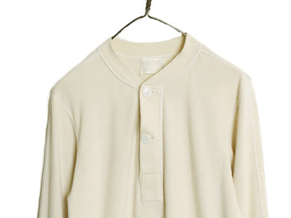 60s 米軍実物 US ARMY ヘンリーネック アンダーシャツ メンズ M / 67年製 ヴィンテージ 長袖 Tシャツ サーマル リブ編み ロンT ナチュラル