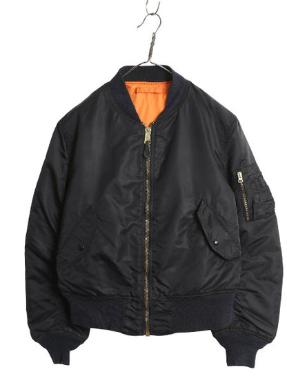 90s ALPHA INDUSTRIES 社製 MA-1 フライト ジャケット メンズ M オールド 民間 ボンバー ジャンパー 中綿 ブルゾン アルファ MA1 ブラック