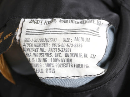 90s ALPHA INDUSTRIES 社製 MA-1 フライト ジャケット メンズ M オールド 民間 ボンバー ジャンパー 中綿 ブルゾン アルファ MA1 ブラック