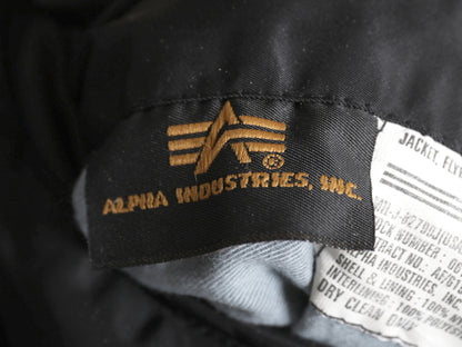 90s ALPHA INDUSTRIES 社製 MA-1 フライト ジャケット メンズ M オールド 民間 ボンバー ジャンパー 中綿 ブルゾン アルファ MA1 ブラック
