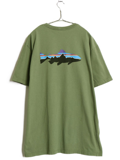 パタゴニア 両面 プリント 半袖 Tシャツ メンズ XL 17年製 アウトドア フィッツロイ フィッシュ グラフィック イラスト 企業 大きいサイズ 