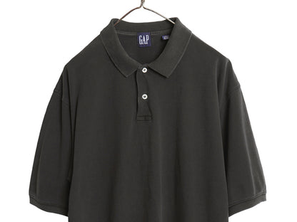 90s オールド ギャップ 鹿の子 半袖 ポロシャツ メンズ XL / 旧タグ 無地 半袖シャツ カットソー コットン ブランク 大きいサイズ ブラック