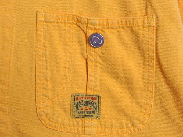 90s ★ ラルフローレン カントリー コットン サテン ワーク シャツ レディース L メンズ M 程/ 古着 オールド ポロ ジャケット 初期タグ 黄