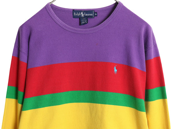 80s ラルフローレン ボーダー 長袖 Tシャツ メンズ S レディース M / ヴィンテージ ポロ ロンT ラガーシャツ 素材 コットン マルチカラー