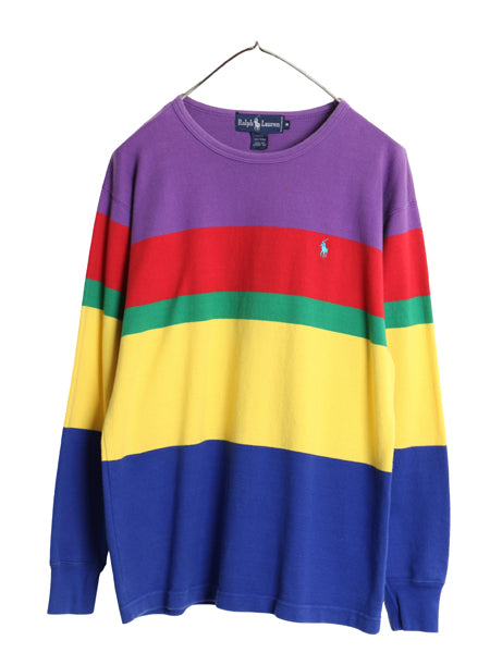 80s ラルフローレン ボーダー 長袖 Tシャツ メンズ S レディース M / ヴィンテージ ポロ ロンT ラガーシャツ 素材 コットン マルチカラー