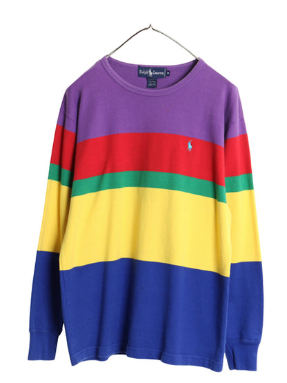 80s ラルフローレン ボーダー 長袖 Tシャツ メンズ S レディース M / ヴィンテージ ポロ ロンT ラガーシャツ 素材 コットン マルチカラー