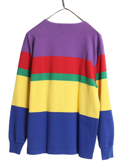 80s ラルフローレン ボーダー 長袖 Tシャツ メンズ S レディース M / ヴィンテージ ポロ ロンT ラガーシャツ 素材 コットン マルチカラー