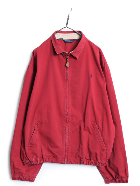 80s USA製 ポロ ラルフローレン スイングトップ ジャケット メンズ XXL / ヴィンテージ コットン ブルゾン フルジップ 大きいサイズ レッド