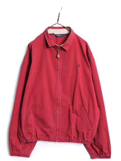 80s USA製 ポロ ラルフローレン スイングトップ ジャケット メンズ XXL / ヴィンテージ コットン ブルゾン フルジップ 大きいサイズ レッド