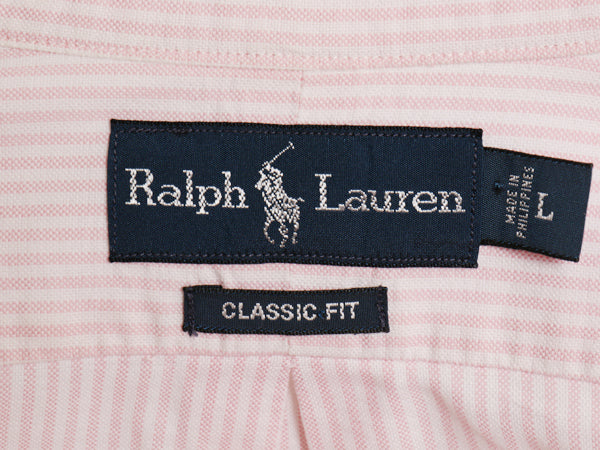 00s ラルフローレン ストライプ 長袖 ボタンダウン シャツ メンズ L / オールド ポロ CLASSIC FIT オックスフォード ワンポイント ポニー