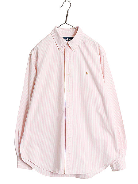 00s ラルフローレン ストライプ 長袖 ボタンダウン シャツ メンズ L / オールド ポロ CLASSIC FIT オックスフォード ワンポイント ポニー