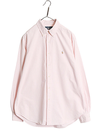 00s ラルフローレン ストライプ 長袖 ボタンダウン シャツ メンズ L / オールド ポロ CLASSIC FIT オックスフォード ワンポイント ポニー