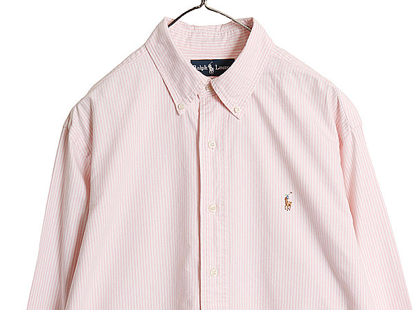 00s ラルフローレン ストライプ 長袖 ボタンダウン シャツ メンズ L / オールド ポロ CLASSIC FIT オックスフォード ワンポイント ポニー