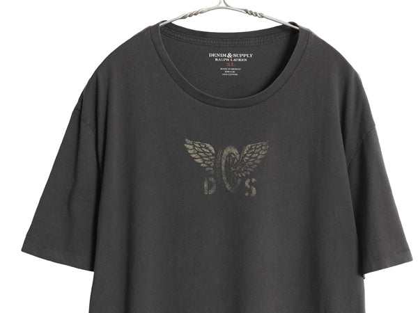 デニム&サプライ ラルフローレン 両面 プリント 半袖 Tシャツ メンズ XL / ポロ シングルステッチ バイク スカル カットソー 大きいサイズ