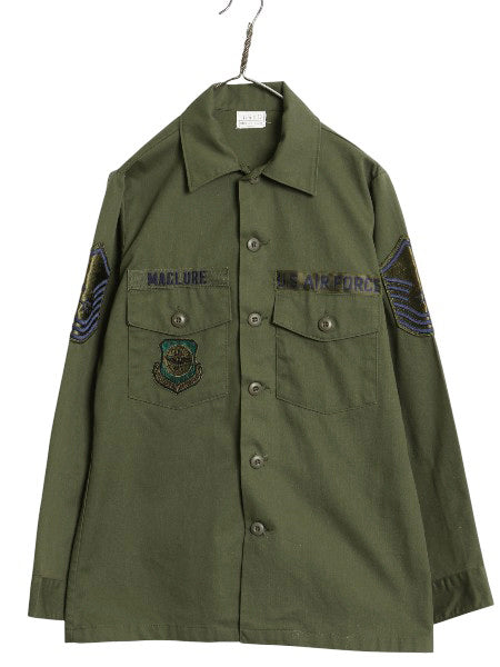デッドストック 80s 米軍実物 US AIR FORCE ユーティリティ シャツ M / 81年製 ヴィンテージ ミリタリー 軍物 アーミー OG507 フルパッチ