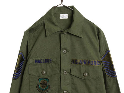 デッドストック 80s 米軍実物 US AIR FORCE ユーティリティ シャツ M / 81年製 ヴィンテージ ミリタリー 軍物 アーミー OG507 フルパッチ