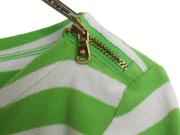 00s ローレン ラルフローレン ボートネック ボーダー 半袖 Tシャツ レディース L オールド ポロ 肩ジップ ストレッチ コットン カットソー