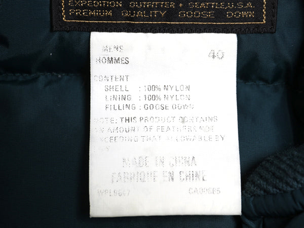 70s 80s ★ エディーバウアー ナイロン ダウン ベスト メンズ M 程 ヴィンテージ 黒タグ 重ね着 前開き フルジップ キルティング グリーン