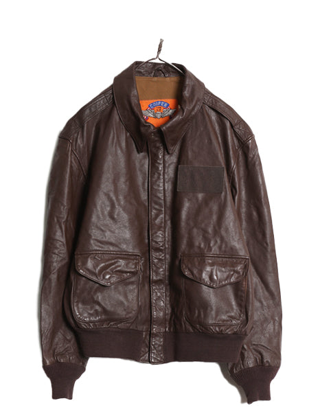  80s 90s USA製 COOPER 本革 レザー A-2 タイプ フライト ジャケット 44 メンズ L ヴィンテージ 革ジャン ボンバー ゴートスキン 山羊革 茶