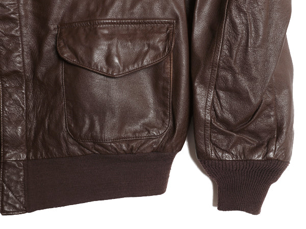  80s 90s USA製 COOPER 本革 レザー A-2 タイプ フライト ジャケット 44 メンズ L ヴィンテージ 革ジャン ボンバー ゴートスキン 山羊革 茶