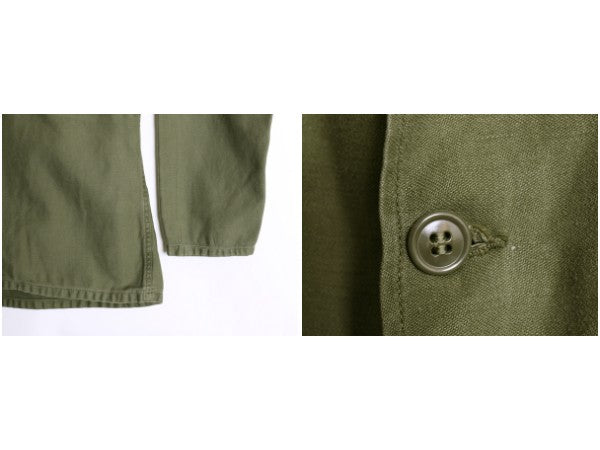 60s 米軍実物 US ARMY コットン サテン ユーティリティ シャツ S ヴィンテージ 64年製 OG107 筒袖 3rd モデル ミリタリー 軍物 フルパッチ