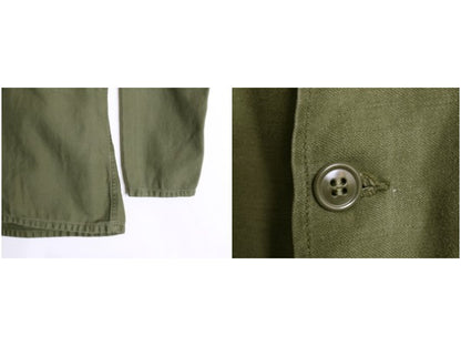 60s 米軍実物 US ARMY コットン サテン ユーティリティ シャツ S ヴィンテージ 64年製 OG107 筒袖 3rd モデル ミリタリー 軍物 フルパッチ