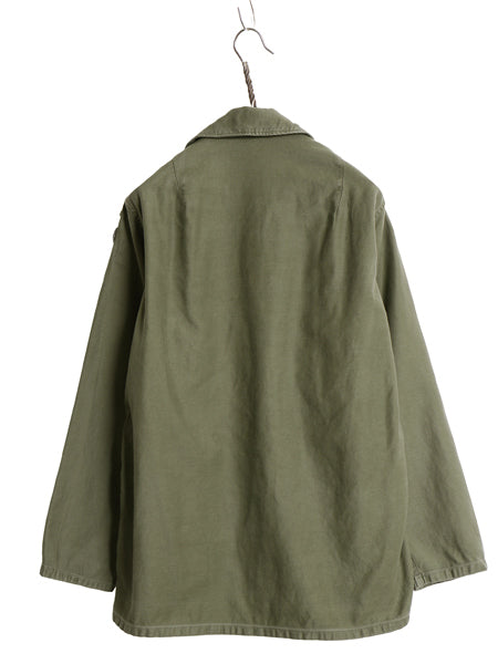 60s 米軍実物 US ARMY コットン サテン ユーティリティ シャツ S ヴィンテージ 64年製 OG107 筒袖 3rd モデル ミリタリー 軍物 フルパッチ