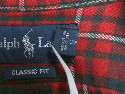 90s ラルフローレン チェック フランネル ボタンダウン シャツ メンズ XL オールド ポロ ワンポイント ネルシャツ 長袖シャツ 大きいサイズ